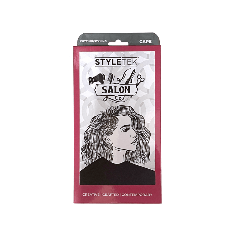 Styletek Solid Black Smooth Cutting Cape 45x60 - Styletek | Available at In Sync Hair & Body Works, Fort Lauderdale, FL
