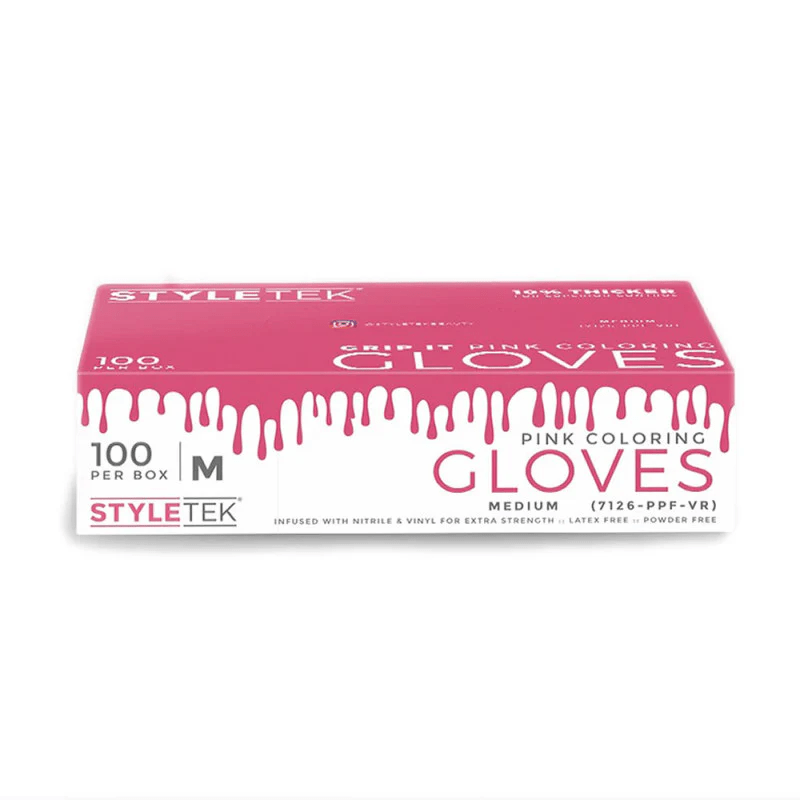 Styletek Pink Powder Free Gloves 100pk - Styletek | Available at In Sync Hair & Body Works, Fort Lauderdale, FL